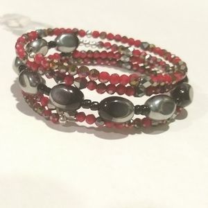 Red & Black Bangle Bracelet Memory Wire